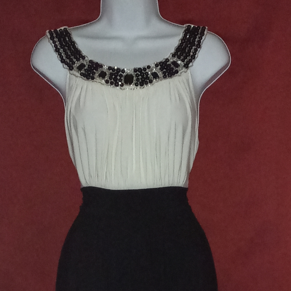Sandiva black white with jewels maxi dress